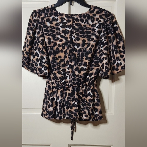 Venus Leopard Print Corset Peplum Blouse- Size 2 - Picture 3 of 5